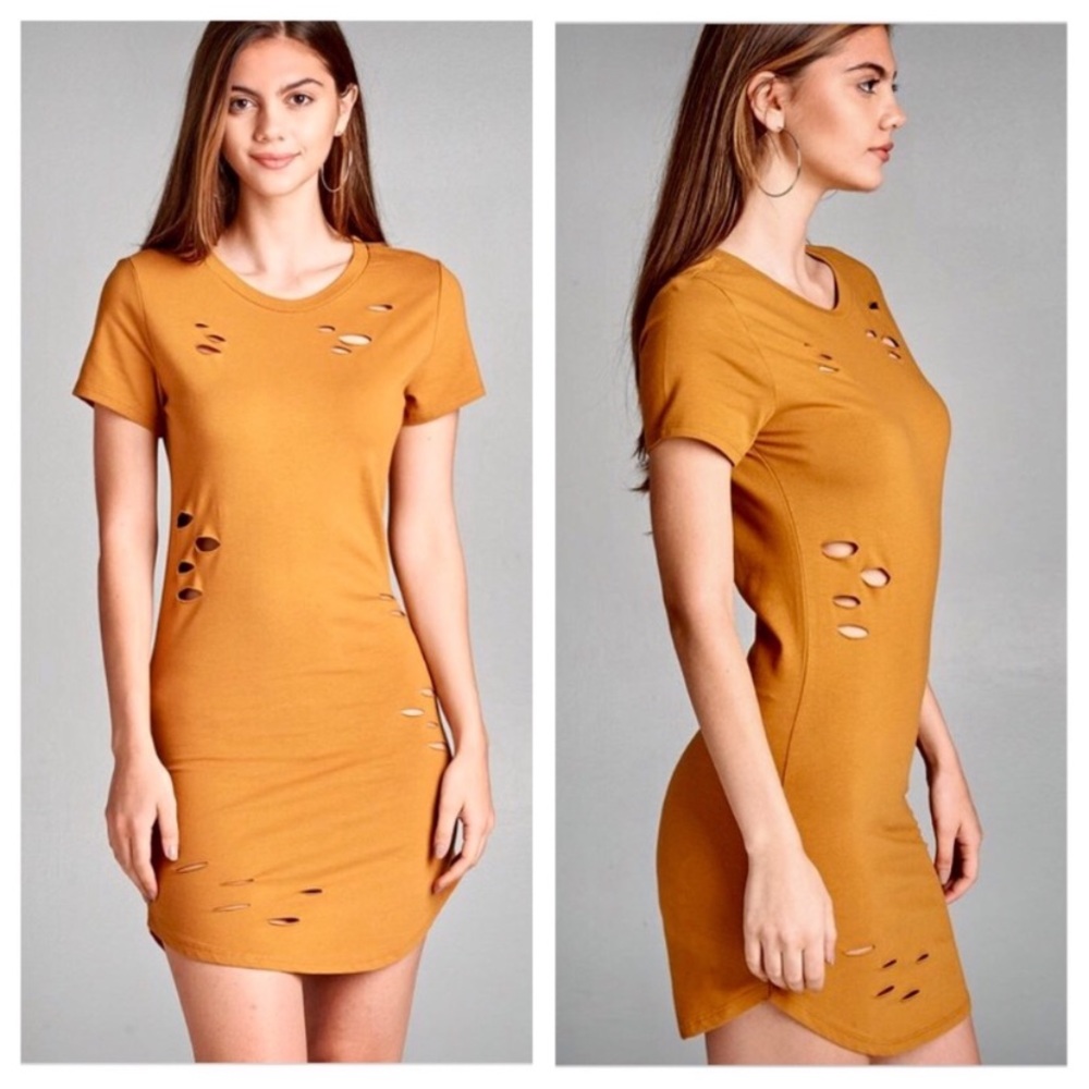 Distressed tunic dress